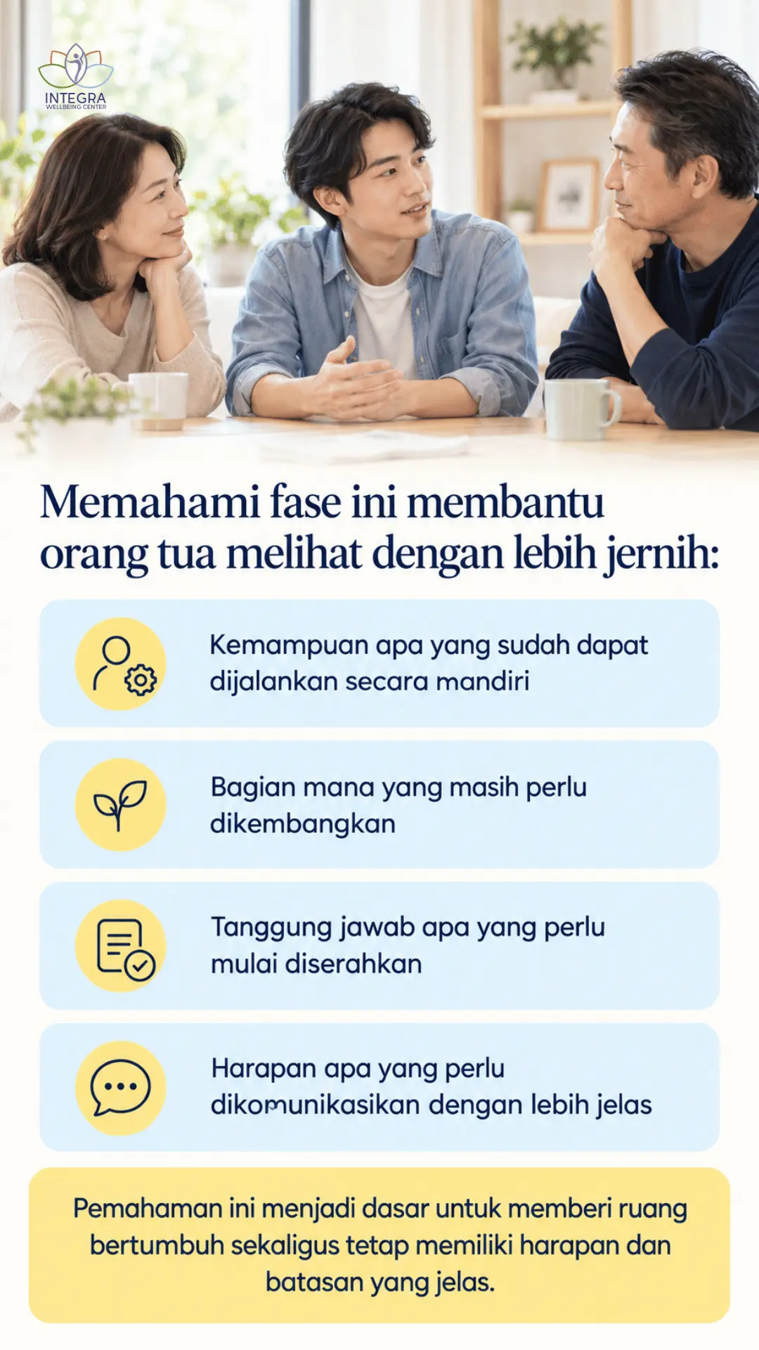 Memahami fase ini membantu orang tua melihat dengan lebih jernih: